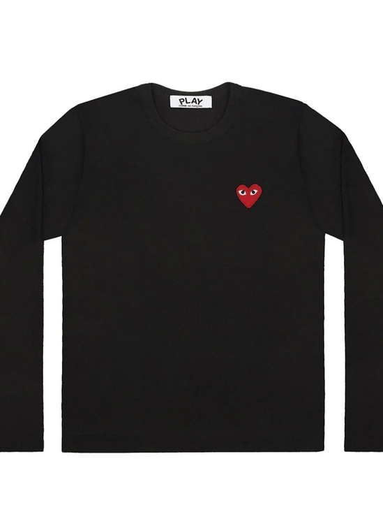 Comme des Garcons PLAY Tops - [NEW] Comme des Garçons Black Long-Sleeve Tee with Red Heart Patch